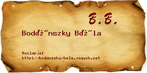 Bodánszky Béla névjegykártya